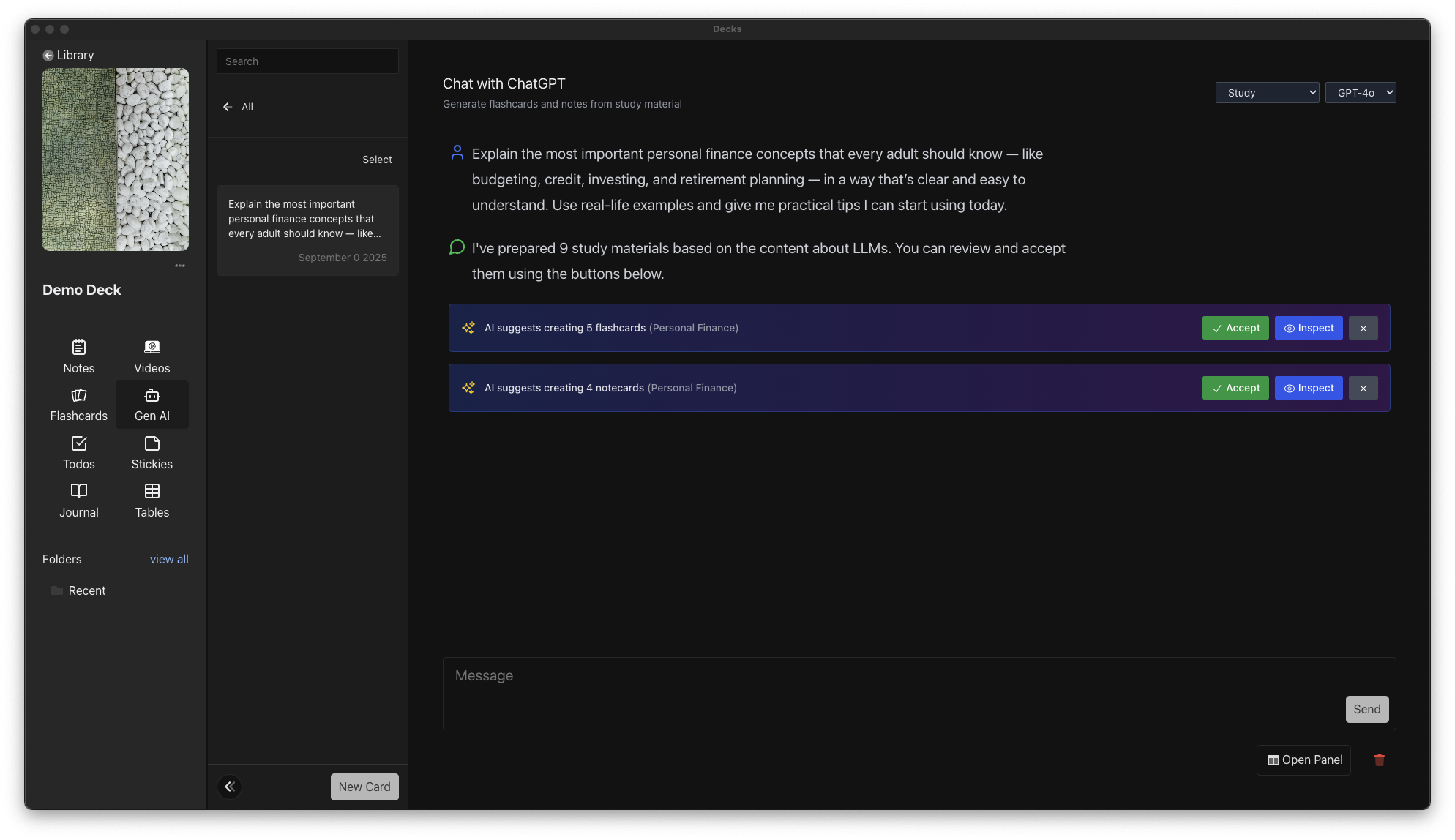 AI Study Mode with tool calling